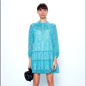 Zara blue printed mini dress